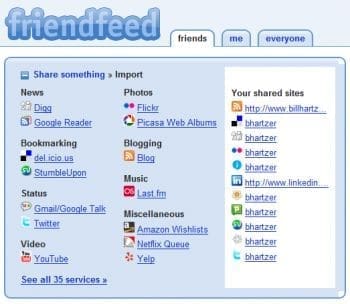 FriendFeed Add Feeds