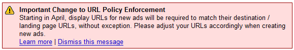 Google AdWords Display URL