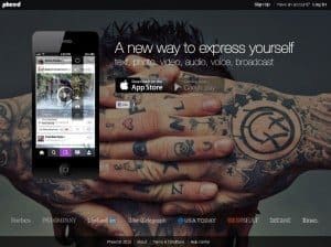 Pheed app homepage