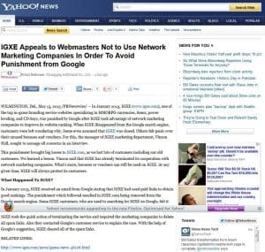 igxe penalized google press release