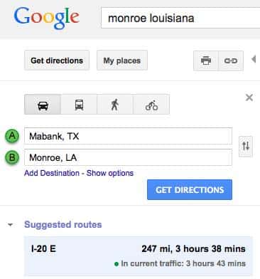 mabank to monroe louisiana