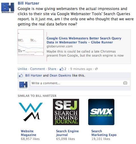 Facebook similar content