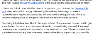 google reconsideration request warning