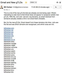 gmail not recognizing new gTLD domain names