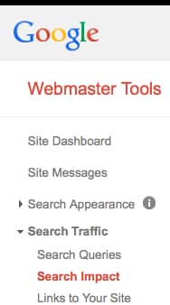 Google Webmaster Tools Search Impact report