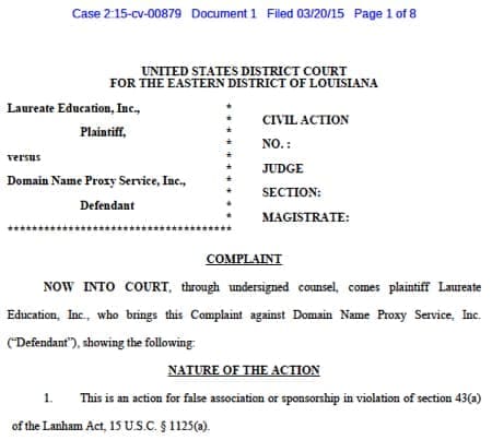 LAUREATE EDUCATION, INC. v. DOMAIN NAME PROXY SERVICE, INC.