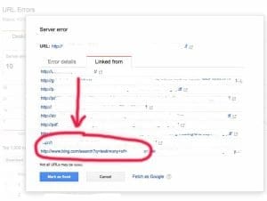 Google shows Bing search results as link