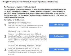 Google search console blocking css javascript files