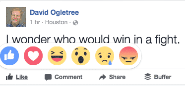 list of reactions on Facebook