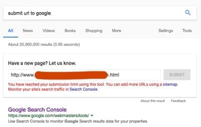 submit url to google