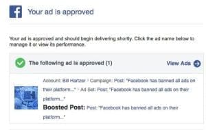 facebook boosted post approved