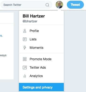 Twitter settings and privacy