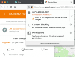 google maps not secure