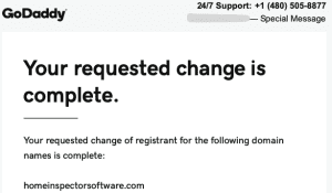 godaddy change of account complete