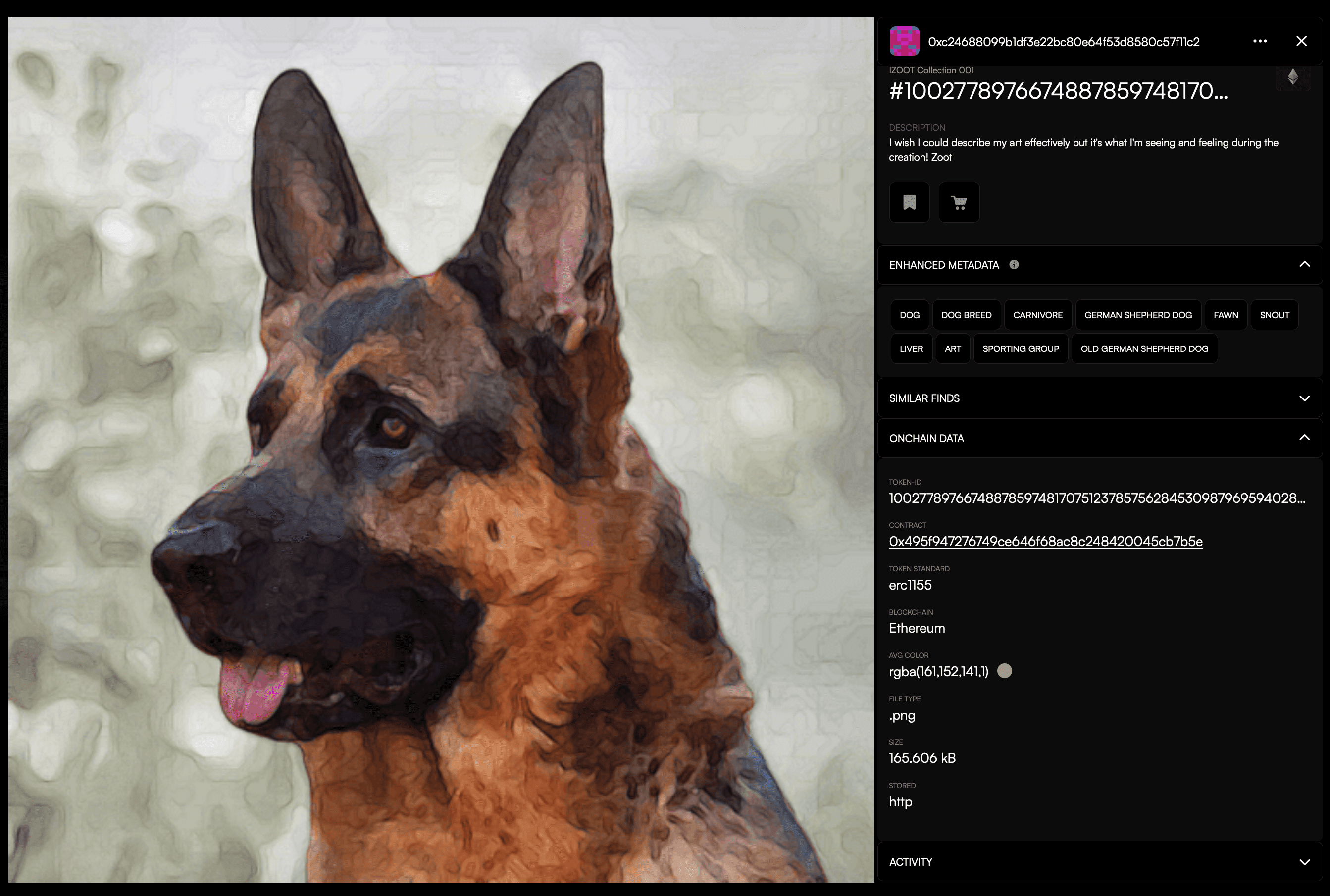 iZoot german shepherd dog NFT at Pulsr