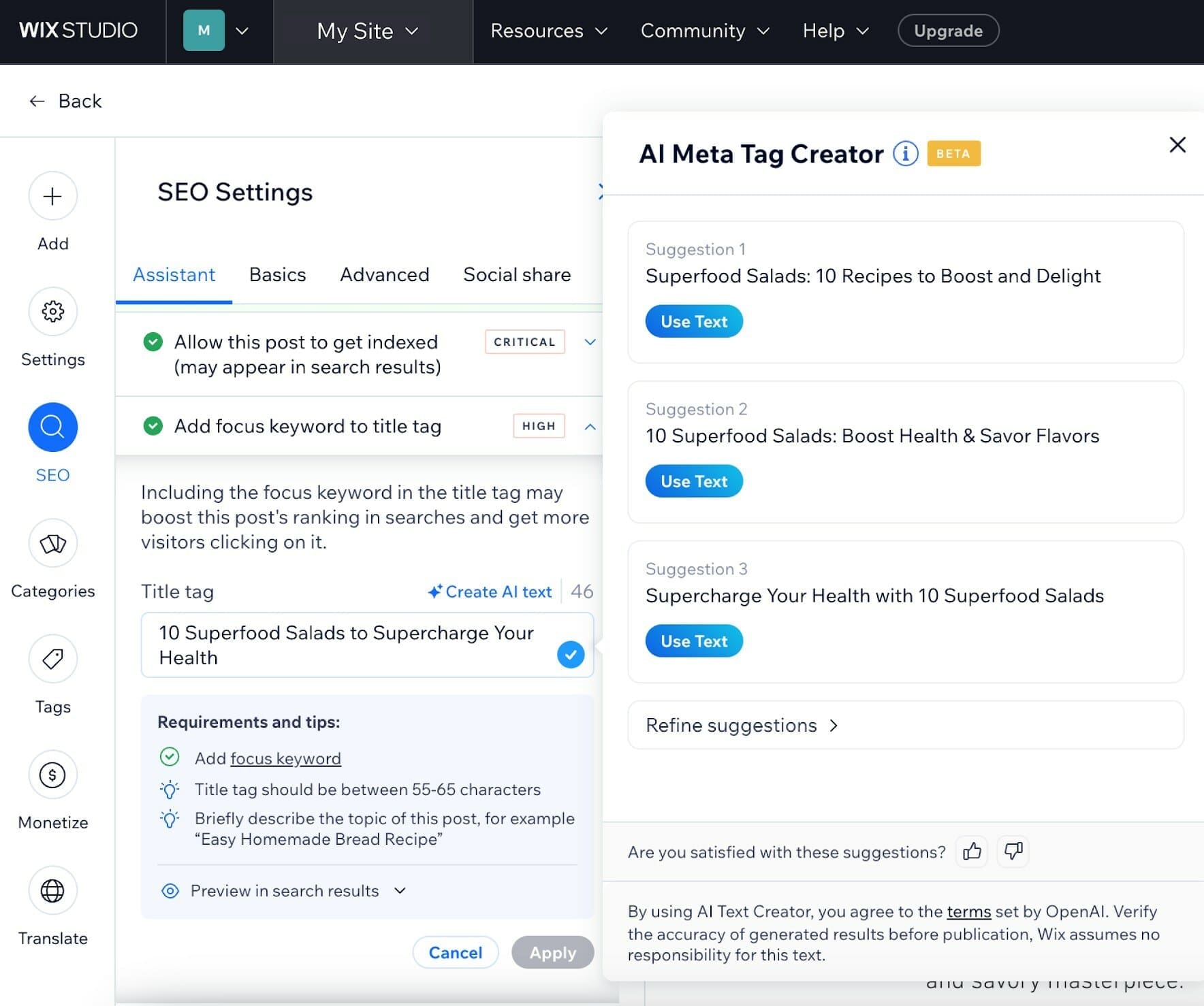 Wix Enhances SEO with AI Meta Tag Creator