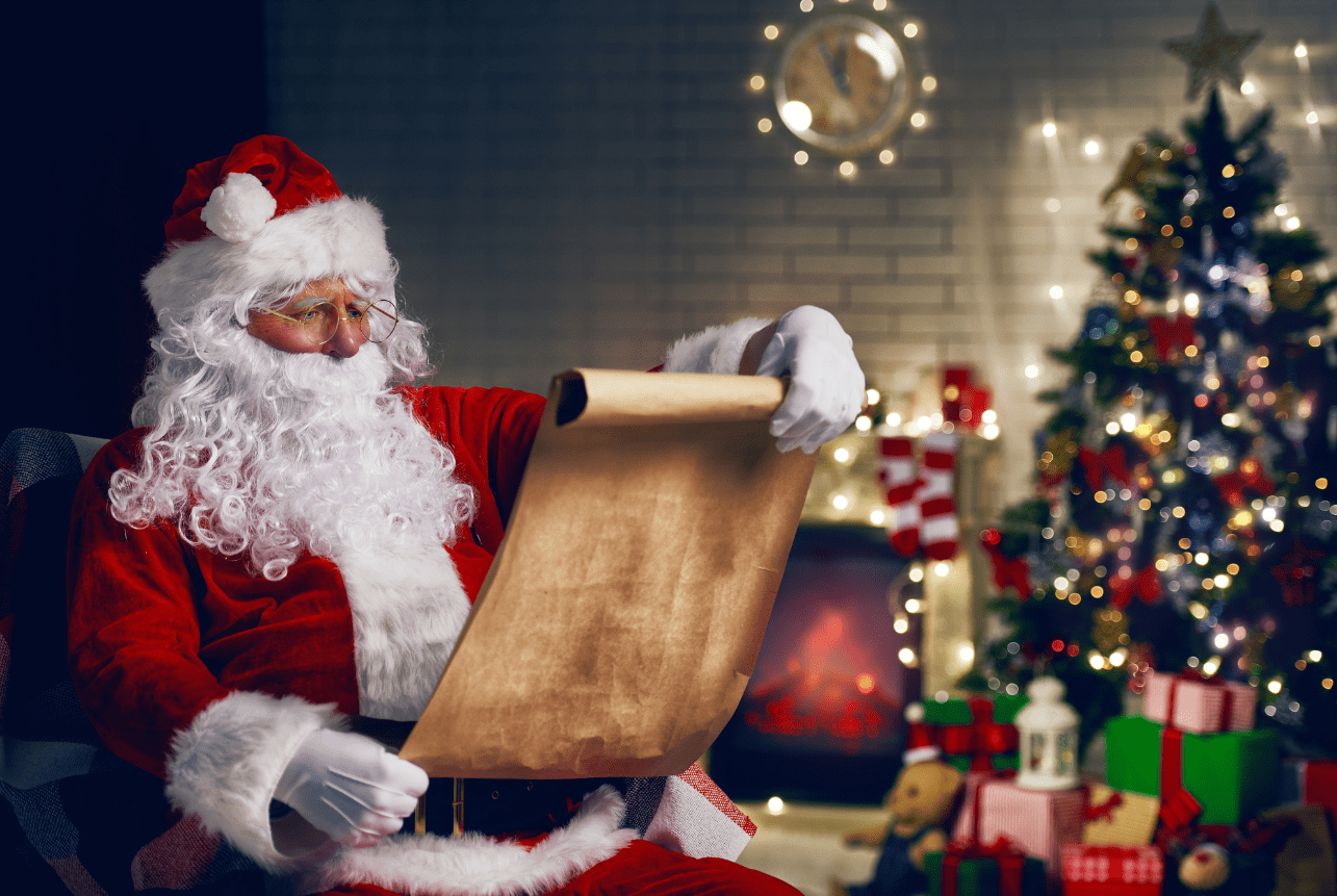 santa claus reading scroll