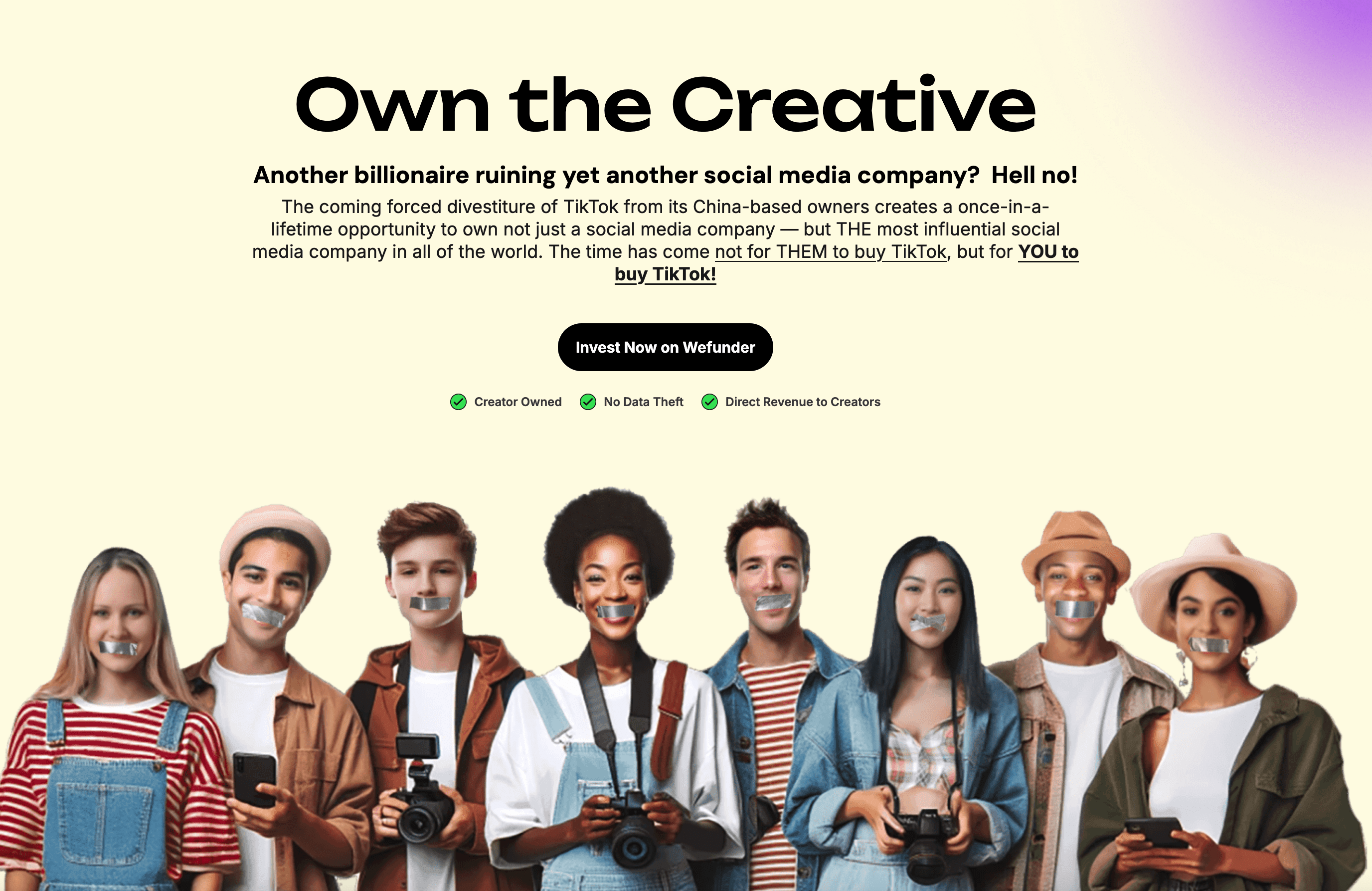own the creative home page