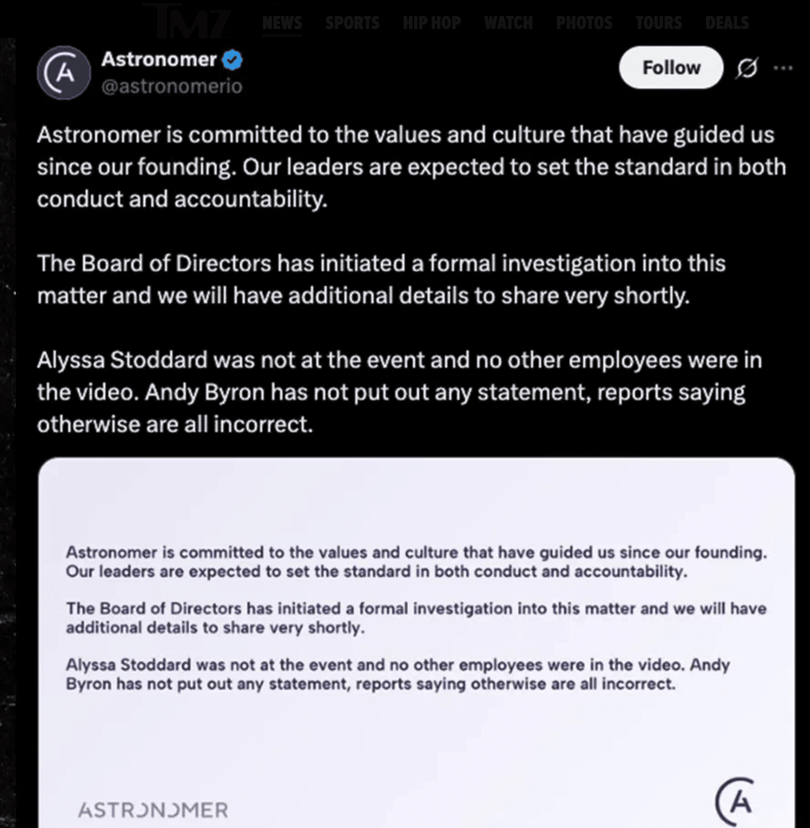astronomer statement