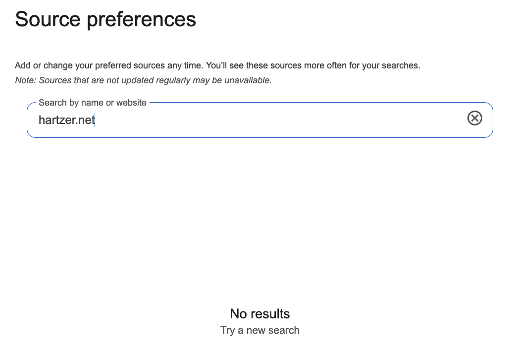 google preferred sources not found