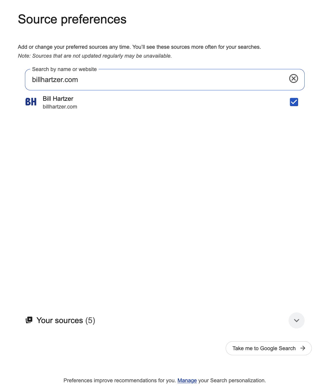 Google preferred sources