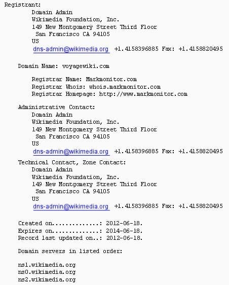 domain name whois example
