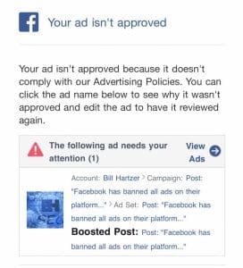 facebook disapproved ad